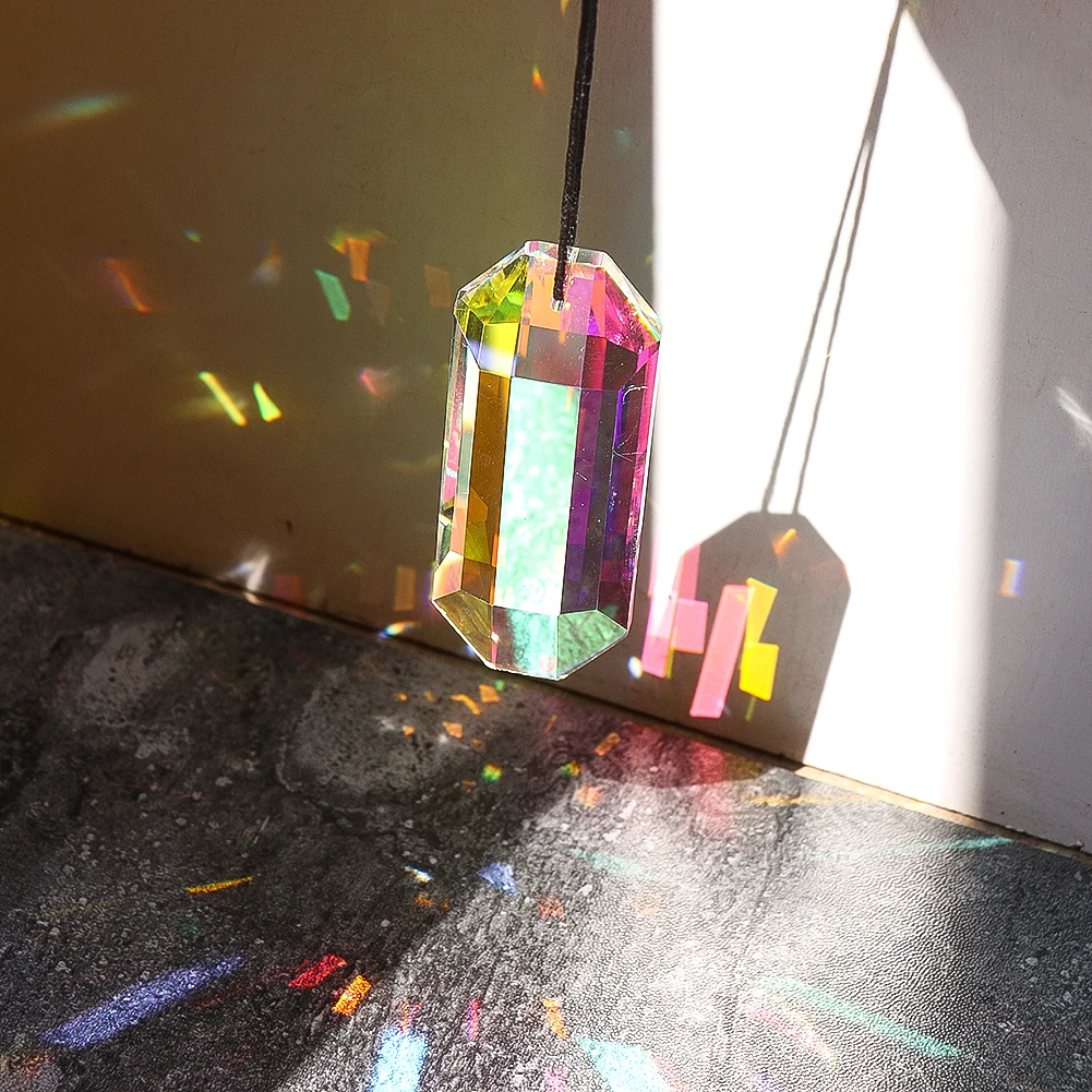 

75MM AB Color Hexagonal Column Crystal Sun Catcher Prism Chandelier Crystals Parts DIY Wedding Decoration Accessories Crafts