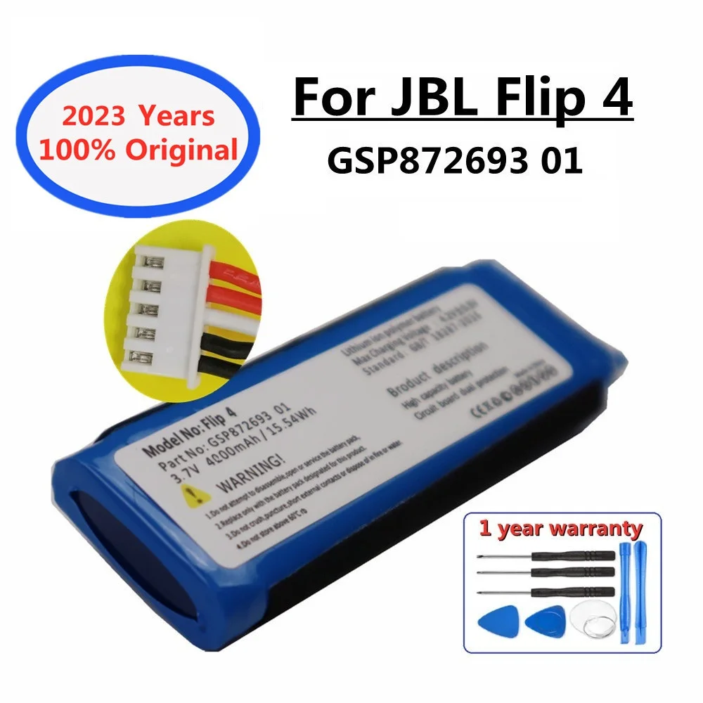 

2023 Years 4000mAh Original Battery GSP872693 01 For JBL Flip 4 Flip4 Wireless Bluetooth Speaker Rechargeable Bateria + Tools