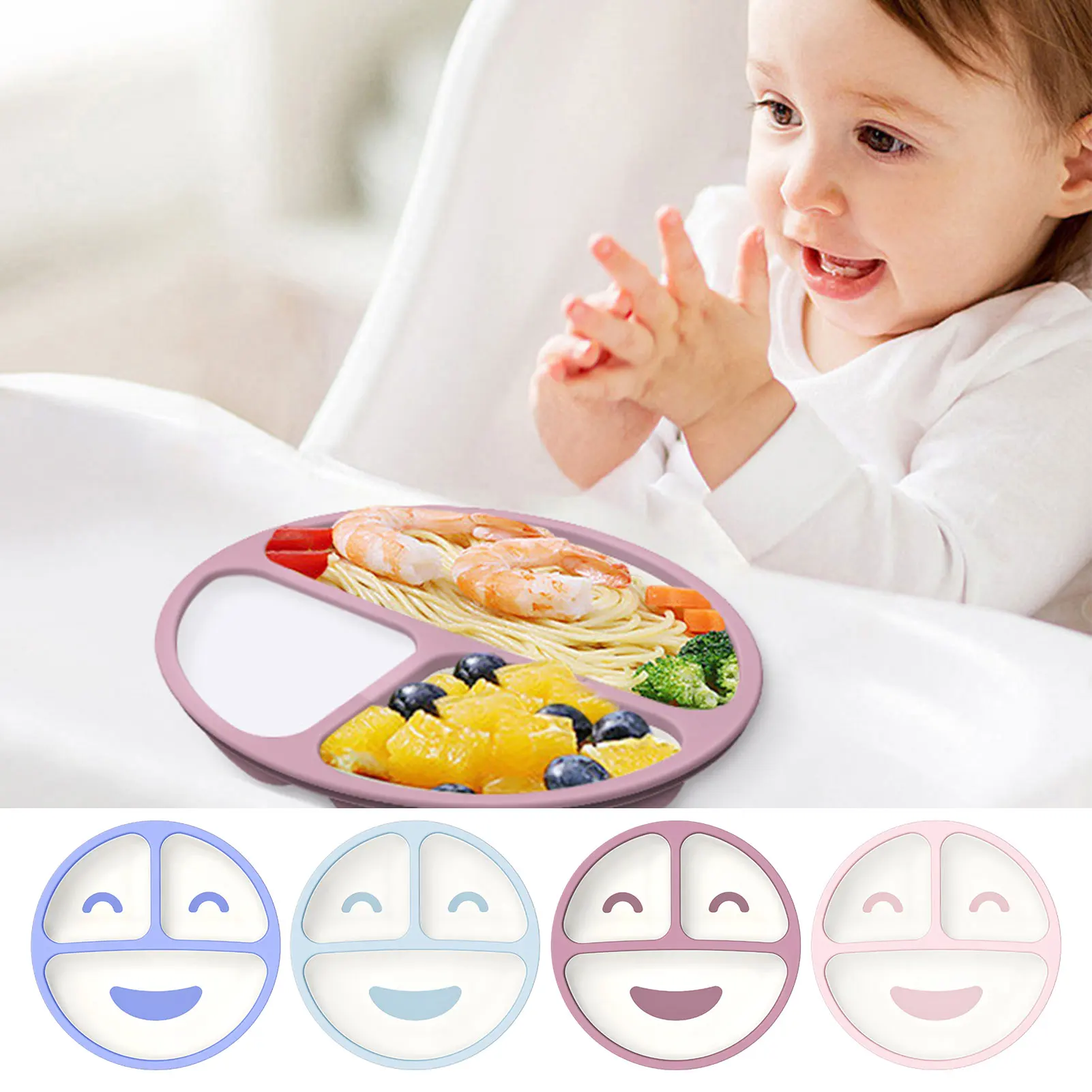 

Детские блюда, детская силиконовая миска на присосках, детская Милая тарелка с улыбкой и лицом, посуда для кормления ребенка, детская обеден...