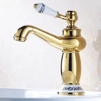 basin bathroom faucet wash faucet hot and cold mixing faucet basin faucet european brass with blue and white porcelain handle