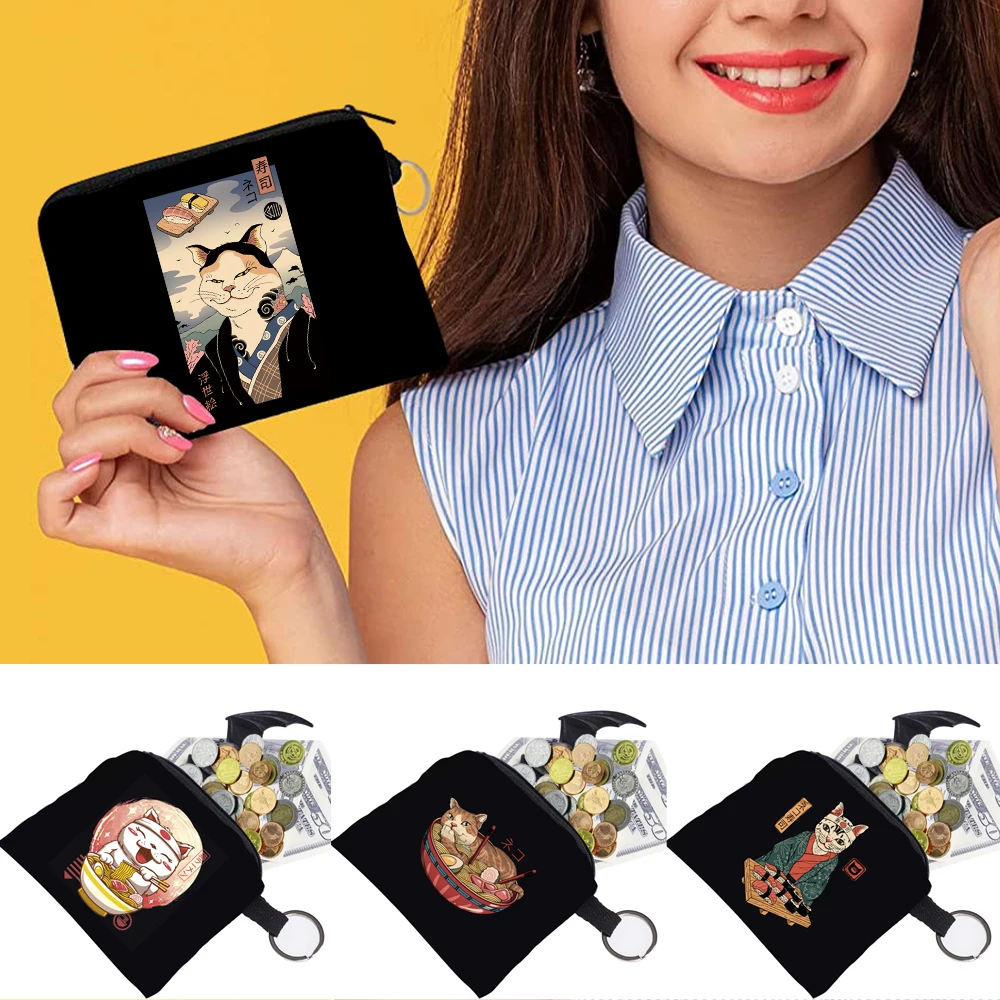 

Japane Cat Pattern Print Coin Purse Women Girl Kids Canvas Coin Money Card Holder Case Wallet Pouch Earphone Key Organizer Bags