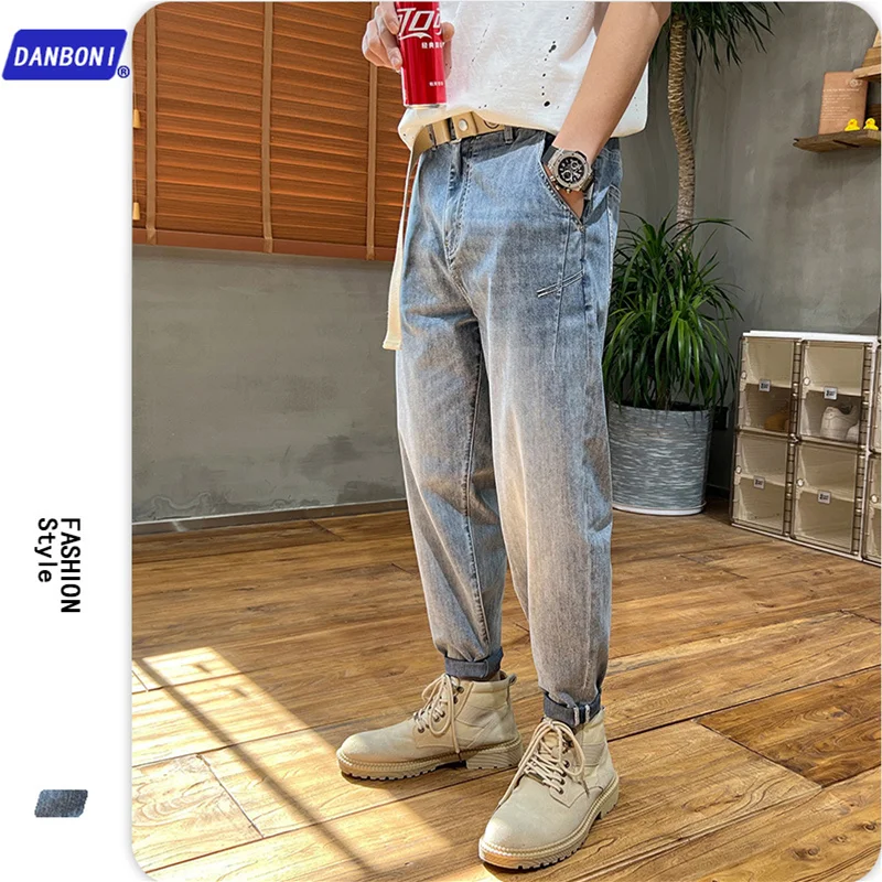 Streetwear Men 2022 Autumn and Winter New Pattern Vintage Blue Pencil Pants Comfortable Recreational Loose Large Jeans Female
