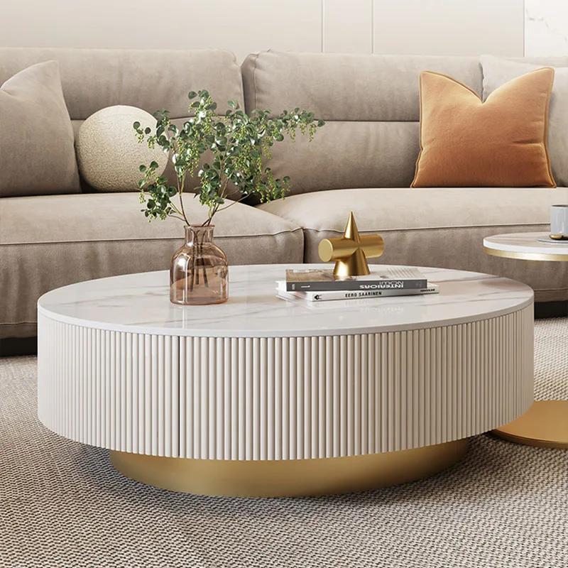 

Minimalist Drawer Coffee Table Round Simple Cute White Coffee Tables Aesthetic Living Room Mesas De Centro Para Sala Furniture
