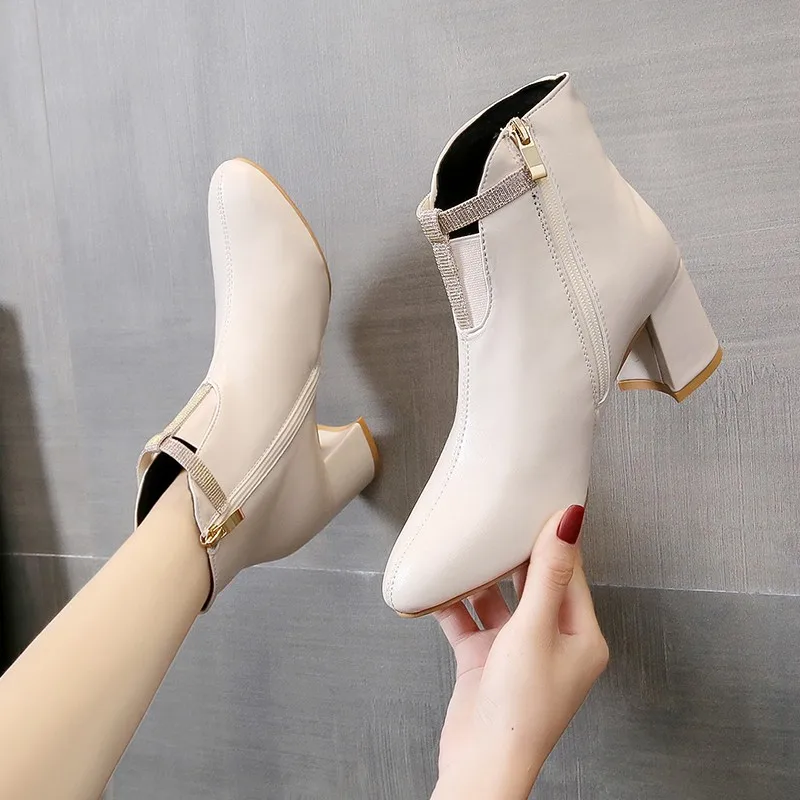

Sexy Women Boots 2022 New Autumn and Winter High Heels Ankle Shoes Boots Leather Booties Feminina Woman Fashion Shoes 35-40
