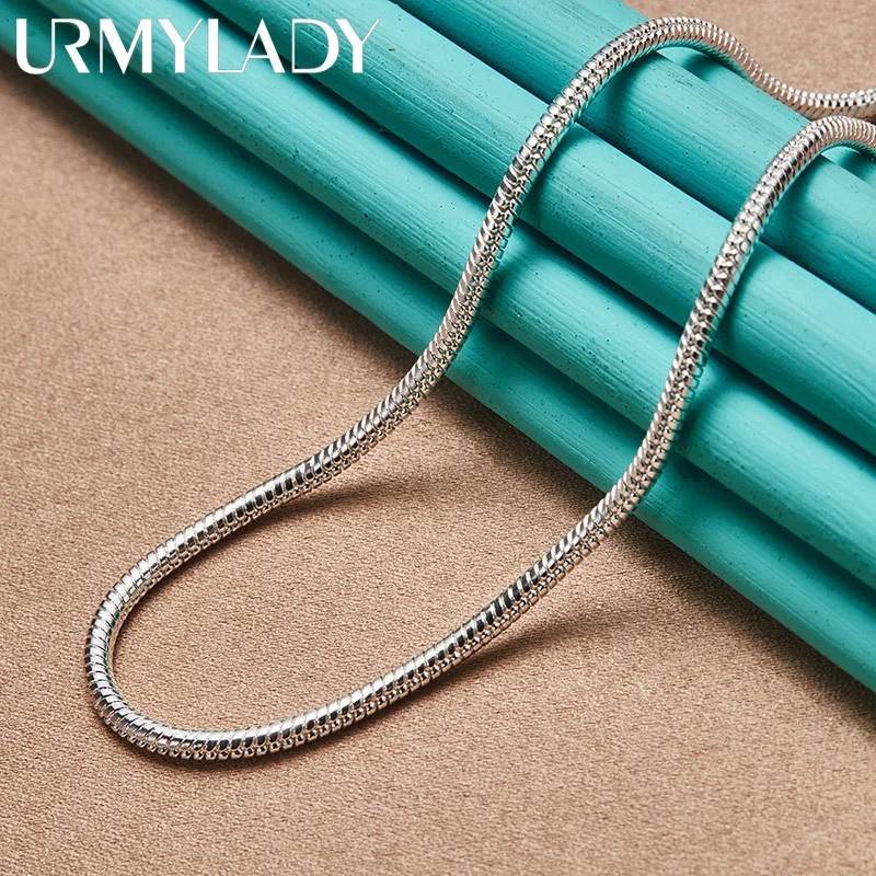 

URMYLADY S925 Sterling Silver 3mm Snake Chain 16/18/20/22/24/26/28/30 Inch Necklace For Man Women Party Wedding Fashion Jewelry
