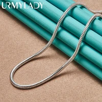 urmylady s925 sterling silver 3mm snake chain 1618202224262830 inch necklace for man women party wedding fashion jewelry