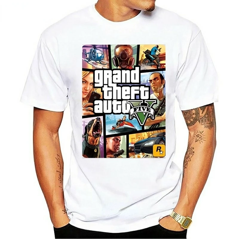 Мужская одежда футболка с принтом игры Grand Theft Auto Gta модные футболки графическим