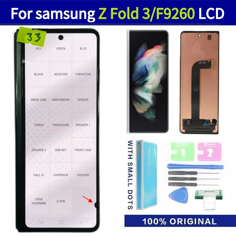 

100%Original Super AMOLED For Samsung Galaxy Z Fold 3 Display SM-F9260 F926B PF926U 5G Lcd Touch Panel Screen Digitizer Assembly