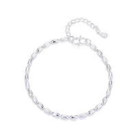 fashion 925 stamp silver color bracelet womens link elegant style simple girls charms rice chain bangle wedding jewelry gifts
