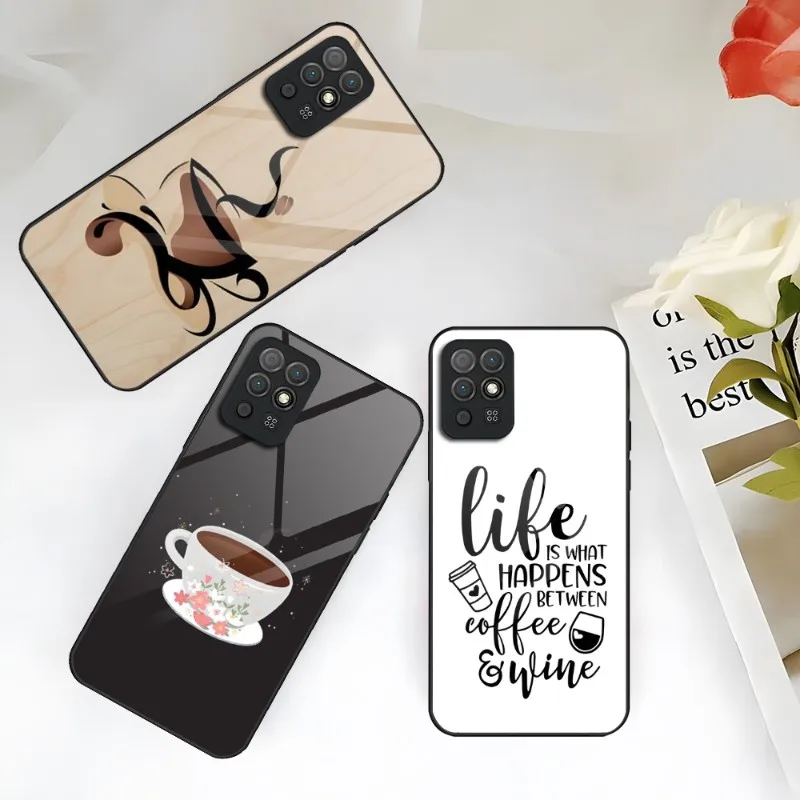 

Coffee Wine Cup Phone Case For Huawei P9 P20 P30 P40 P50 Smartp Z Pro Plus 2019 2021 Tempered Glass Design Cover