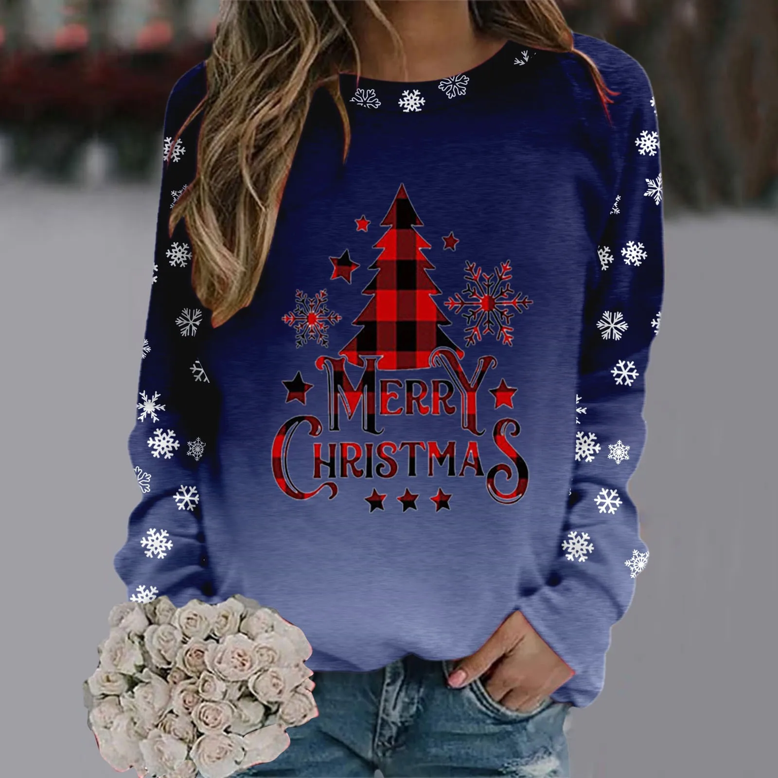 

Хлопковая куртка с капюшоном, Женский свитшот для женщин с рождественским принтом, круглый вырез, приталенный свитер без бретелек с подвесным воротником