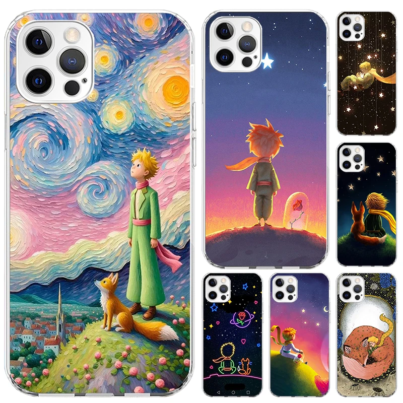 Чехол для телефона с рисунком Маленького принца и лисы Iphone 16 15 14 13 12 Mini 11 Pro Max X XS XR 7