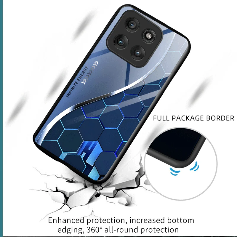 Фото Чехол из закаленного стекла для Motorola Moto G17 G57, защитный чехол с градиентным цветным узором, задняя крышка, чехол-накладка №3