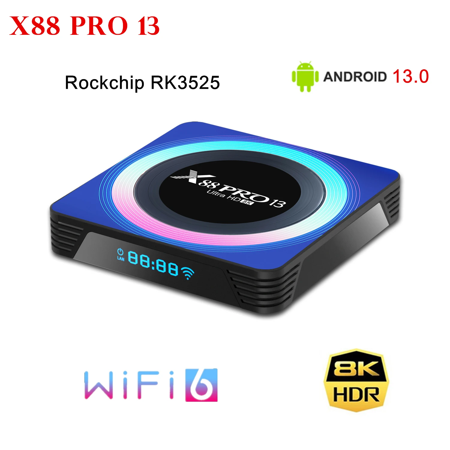 

2023 X88 Pro 13 Smart TV Box Android 13.0 TVBox Rockchip RK3528 Quad Core Support 8K Video Decoding Wifi6 BT5.0 Set Top Box