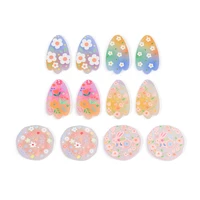 colorful flower painting flat acrylic pendants plate jewelry accessories handmades fashion for diy earrings wholesale 10pclots