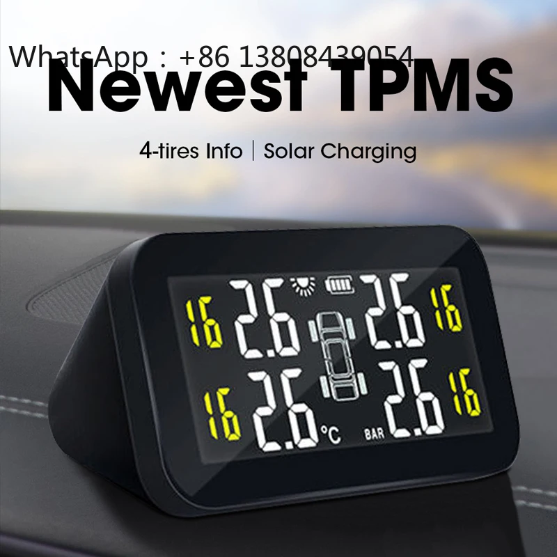 Фото Высококачественная беспроводная система контроля давления в шинах (TPMS) на солнечной энергии с ЖК-дисплеем и 4 внутренними датчиками №4