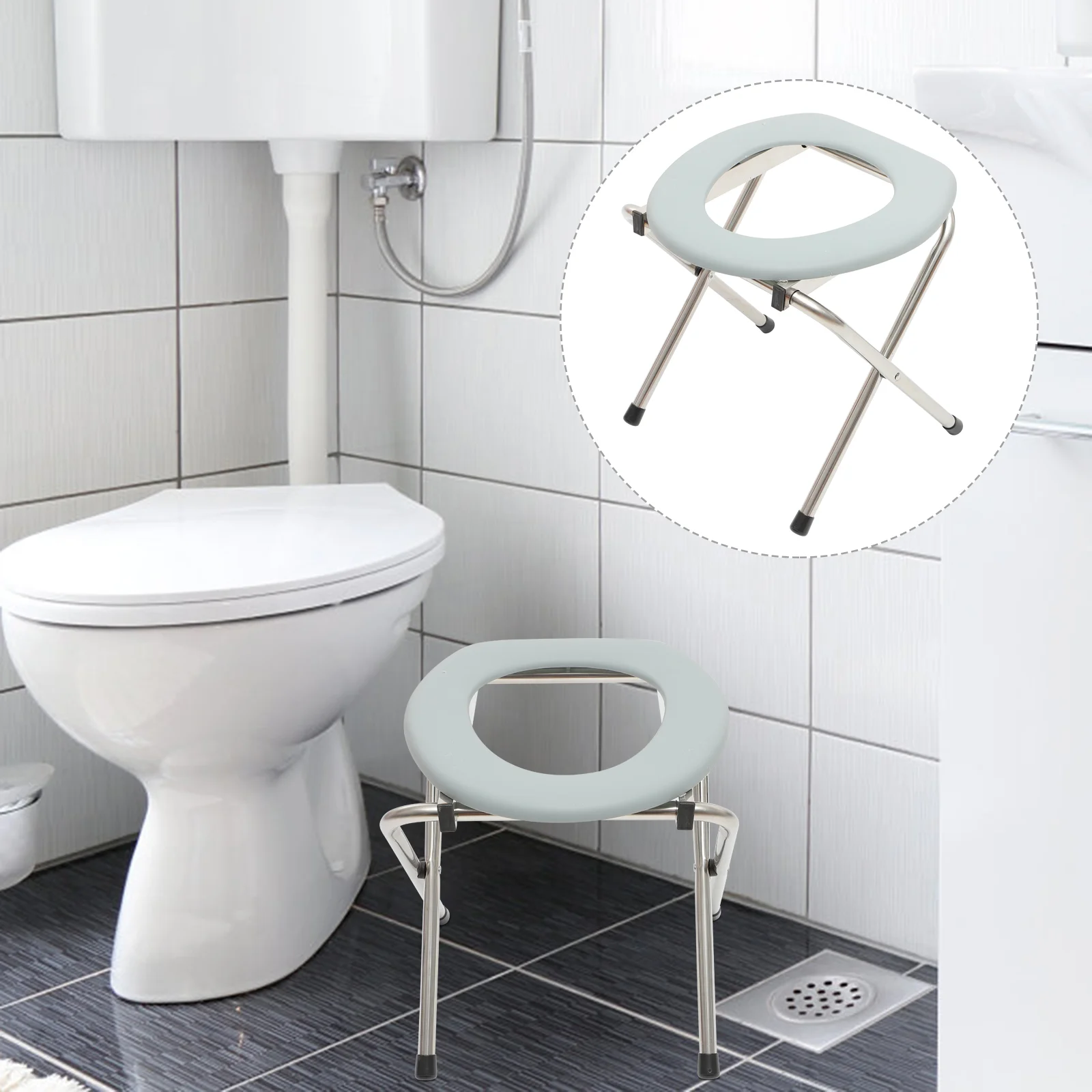 

Toilet Bowl Folding Chair Stable Commode Stool Portable Collapsible Potty Adults Aldult
