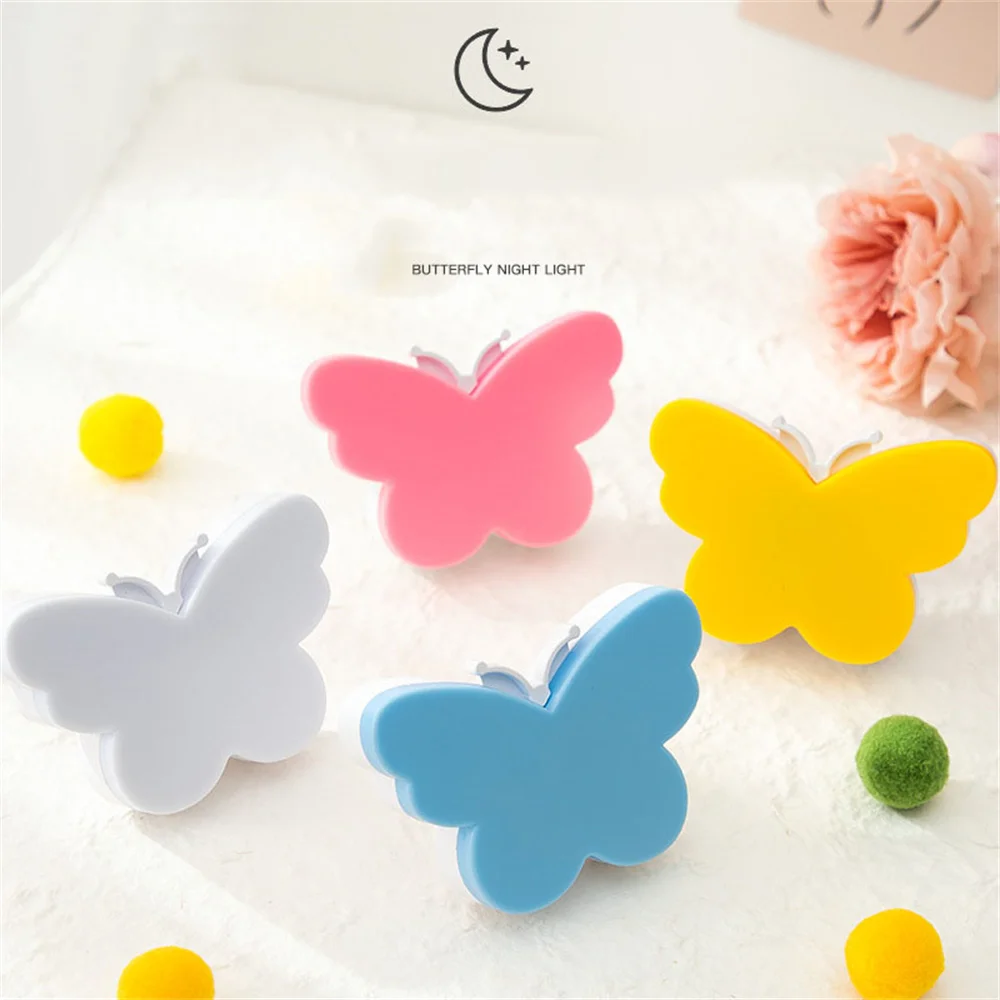 

EU US Plug Butterfly Led Night Lamp AC100-240V &Light Sensor Indoor Bedside Washroom Emergency Lighting for Kids