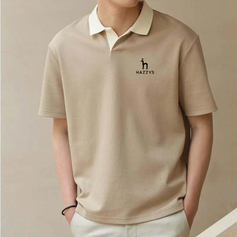 Men's Polo T Shirt 2023 Hazzys Solid Wear Lapel Short Sleeved Men Fashion Summer Thin Casual Loose Tops Clothing Business New