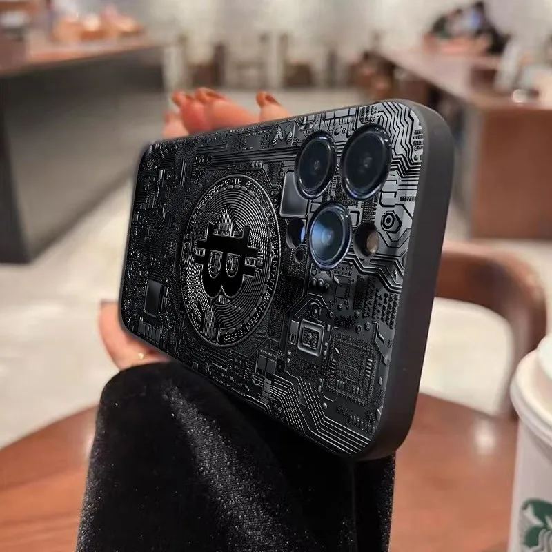 Фото Чехлы для телефонов с обоями Bitcoin Circuit Boards для Xiaomi Redmi Note 14 13 12 11 10 Pro 4G 14 Pro Plus 5G Redmi 14C 13C 12C Cover №2