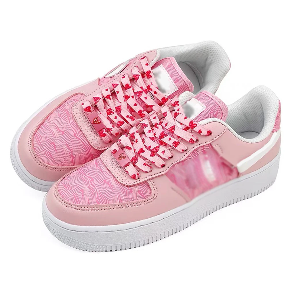 120/140/160cm Ins Pink Love Shoelaces Sneakers Flat Shoelaces Flat Shoe Laces Strings Elastic Shoelaces Women Man Shoestrings