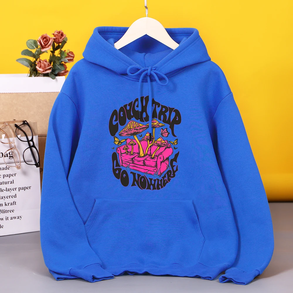 

Cottagecore Aesthetic Mushroom Couch Trip Go Nowhere Hooded Women Fleece Daily Hoodies Fashion Outdoor Hoodie Brand Casual Tops