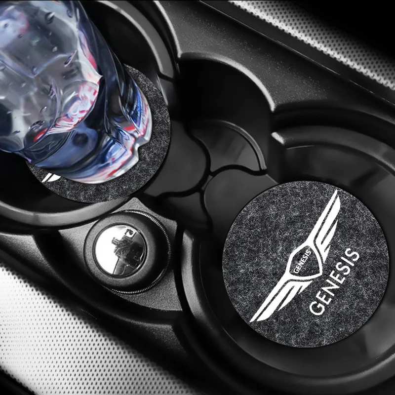 

2Pc Car Carbon Fiber Pattern Coaster Non Slip Water Cup Mat Anti-Dirt for Genesis gv90 gv80 gv70 g70 g80 g90 bk2 bk3 Accessaries