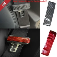 real carbon fiber driving seat belt decorative patch decorative patch for tesla model 3 2017 2022 2pc
