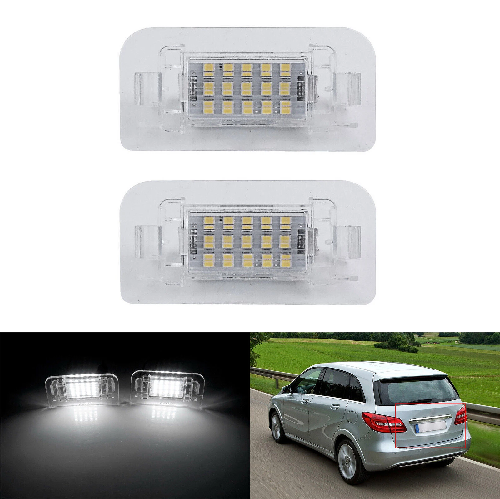 2Pcs Car LED Number License Plate Lights For Mercedes Benz B-Class W246 W242 Canbus