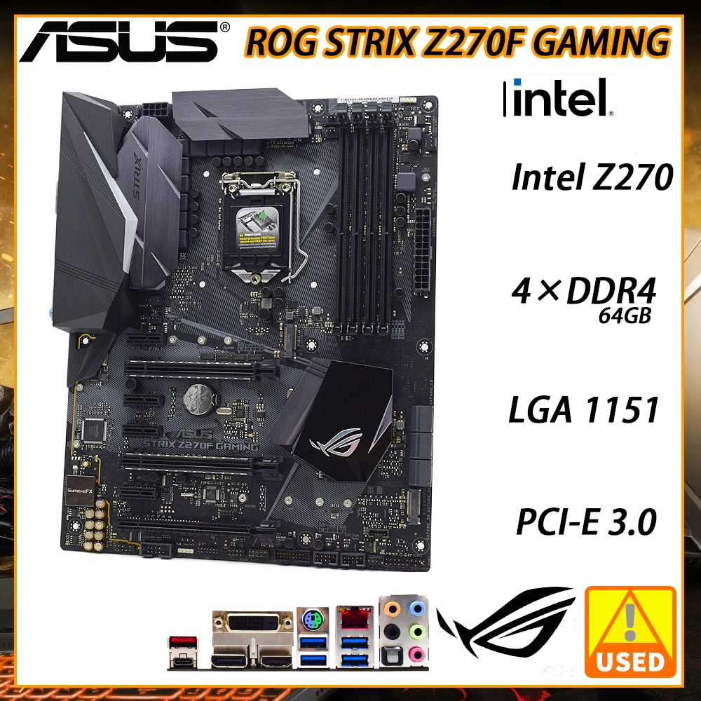 

LGA 1151 ASUS ROG STRIX Z270F GAMING Overcloc Motherboard DDR4 64GB Intel Z270 Core I7/i5/i3 DVI HDMI SATA III M.2 ATX Mainboard