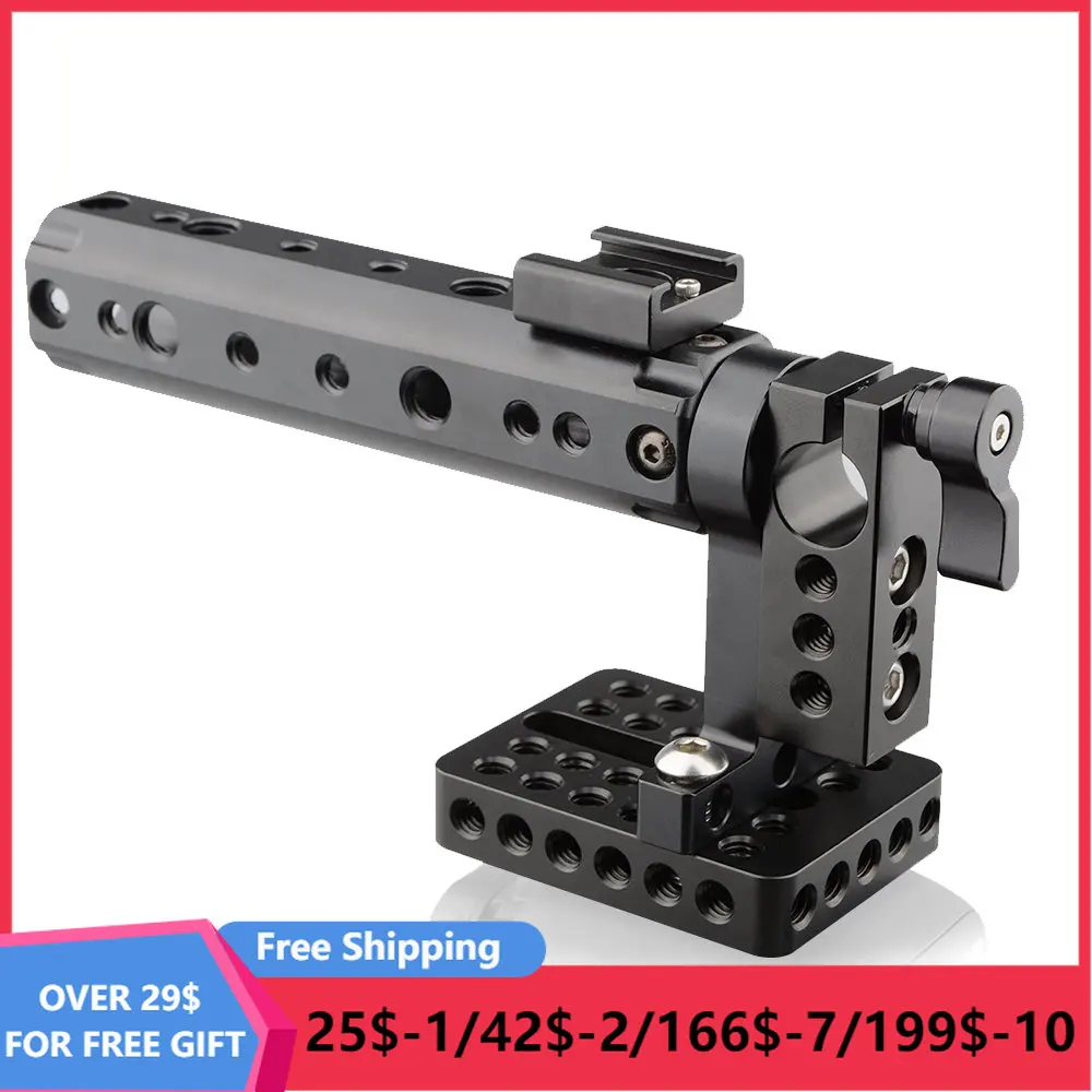 

HDRIG Cheese top handle DSLR Top Handle Rig with Top Plate 15mm Rod Clamp Cold Shoe Mount & 1/4'' & 3/8” holes for Canon Sony