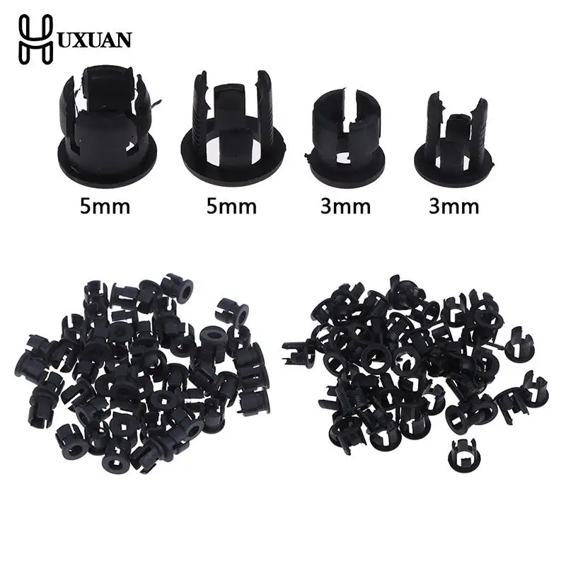 50pcs Black Plastic 3mm 5mm Lamp LED Diode Holder Black Clip Bezel Socket Mount Useful