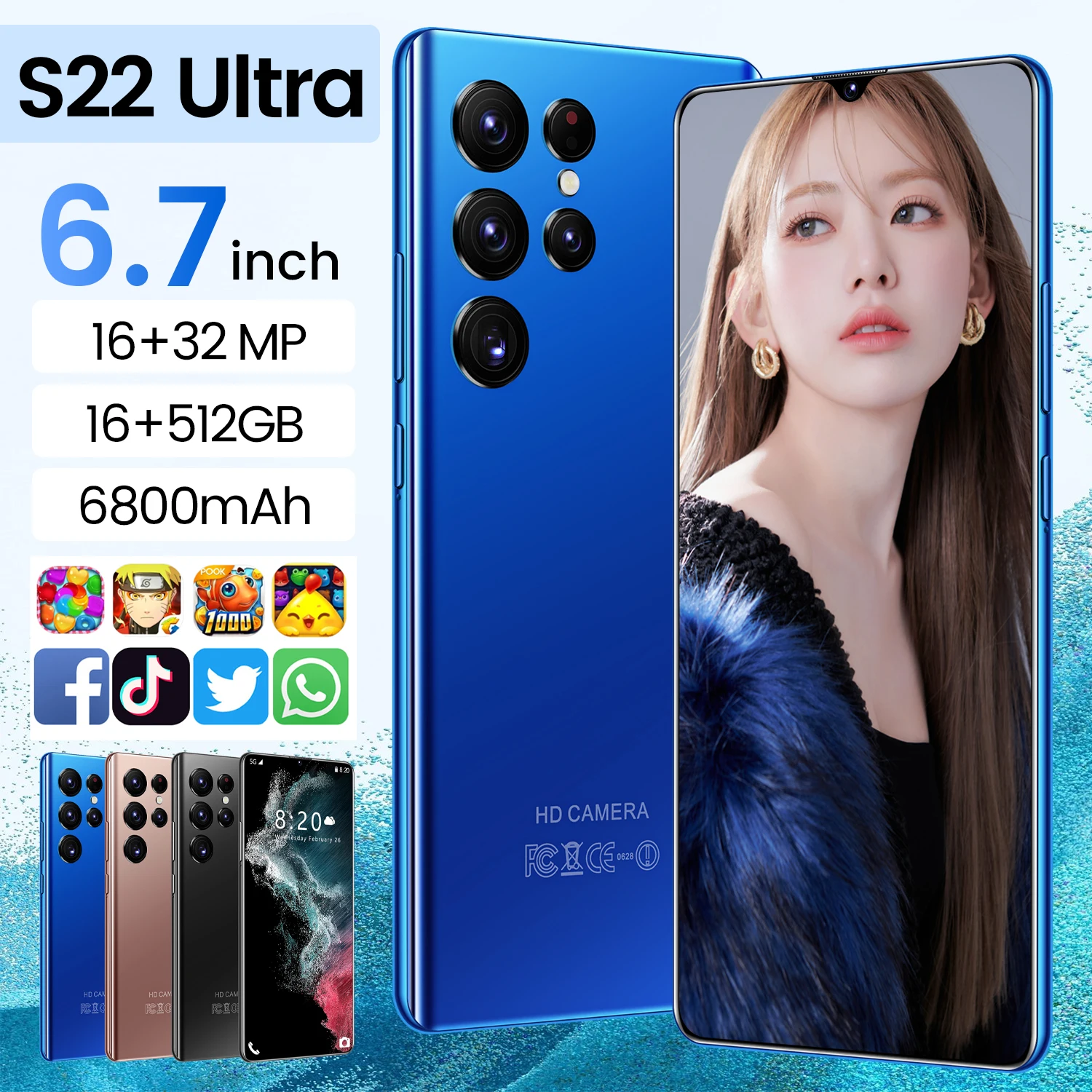 

100% original 6.7 inch Screen Android phone 12GB+512GB camera phones mobile