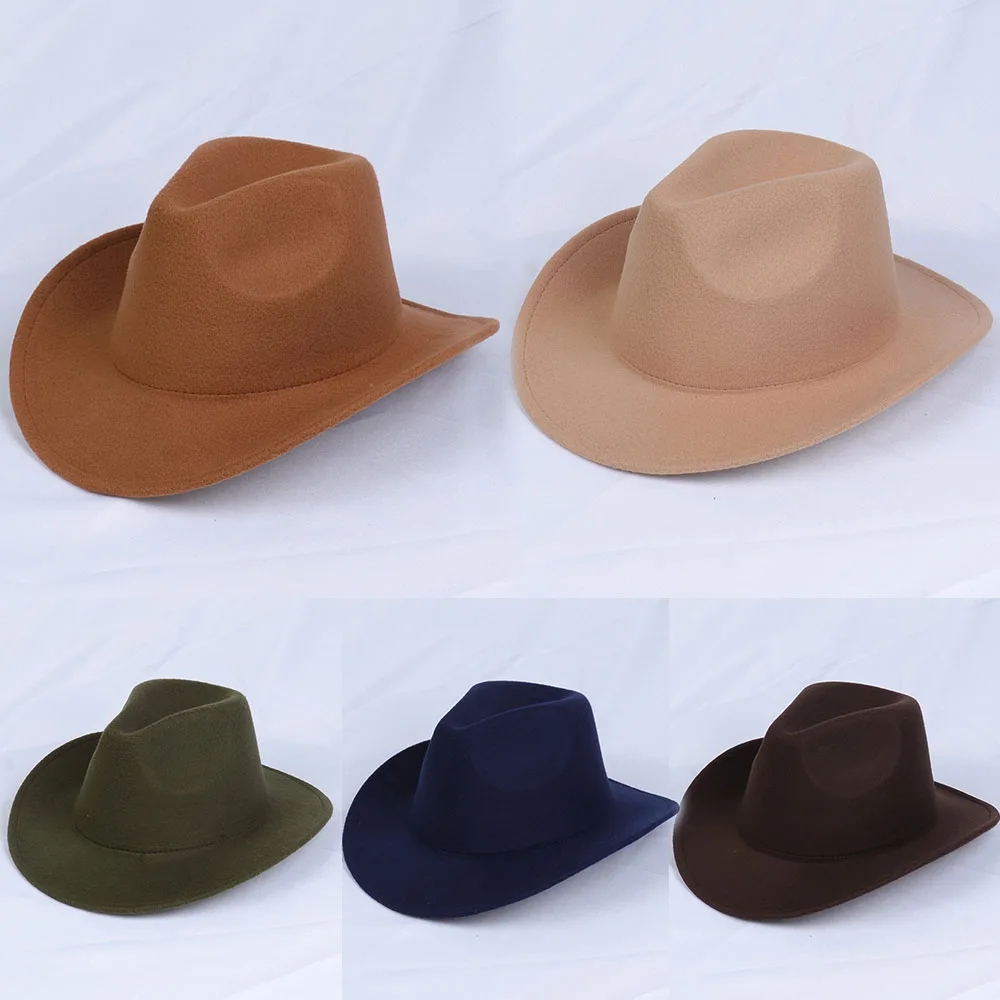 

Джазовая шапка, Модная Ковбойская шапка в западном стиле, осенне-зимние ковбойские шапки с ролловыми полями, Кепка в британском этническом стиле, уличные однотонные шапки