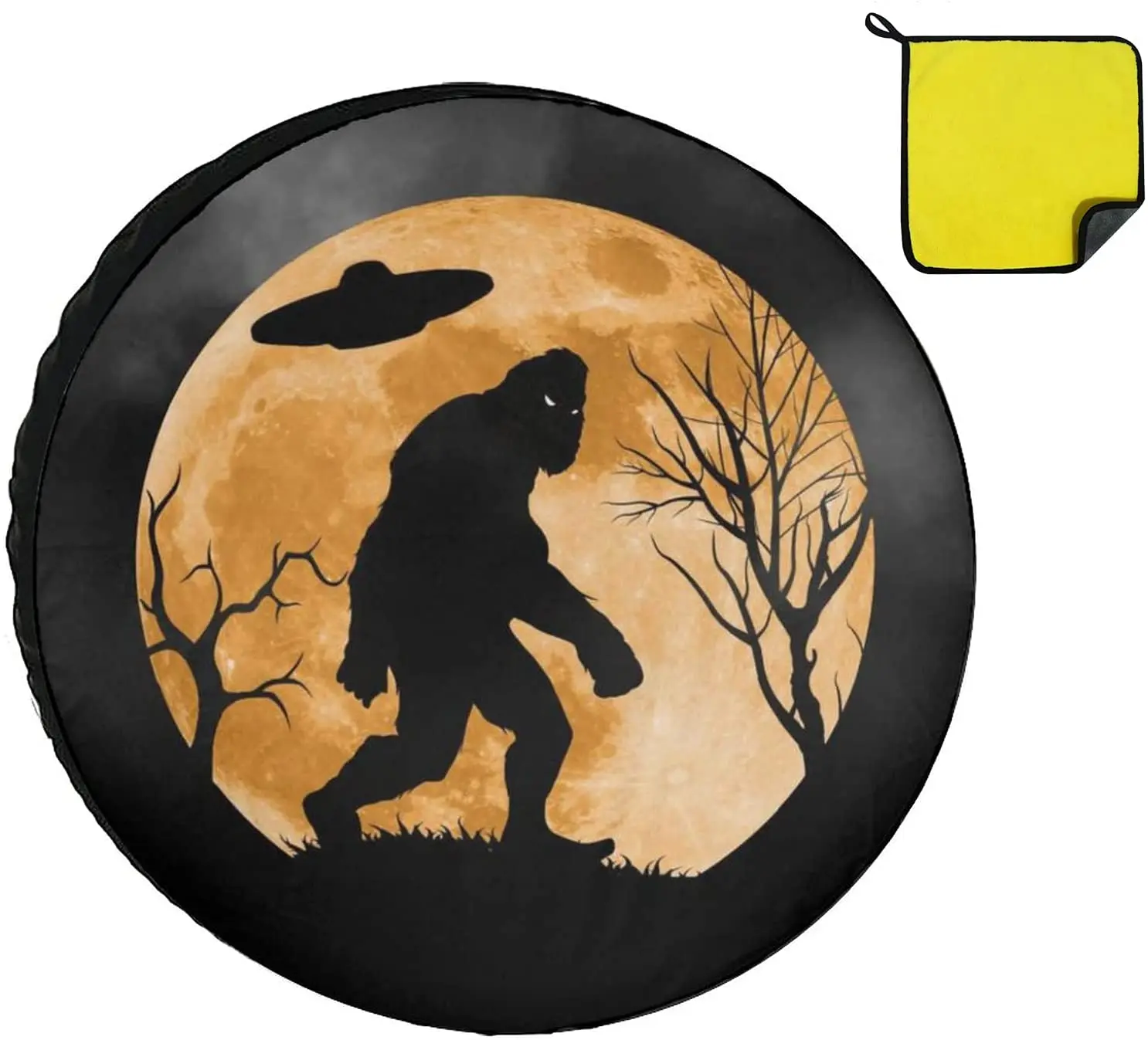 

Чехол для шин Wednaoson Bigfoot Sasquatch Full Moon, портативная Универсальная крышка для запасных колес, колпачки для колес для трейлера RV