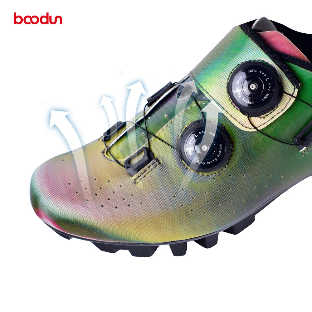 

Boodun New Colorful Riding Shoes Microfiber Breathable Vamp Road Mountain Bicycle Lock Shoes