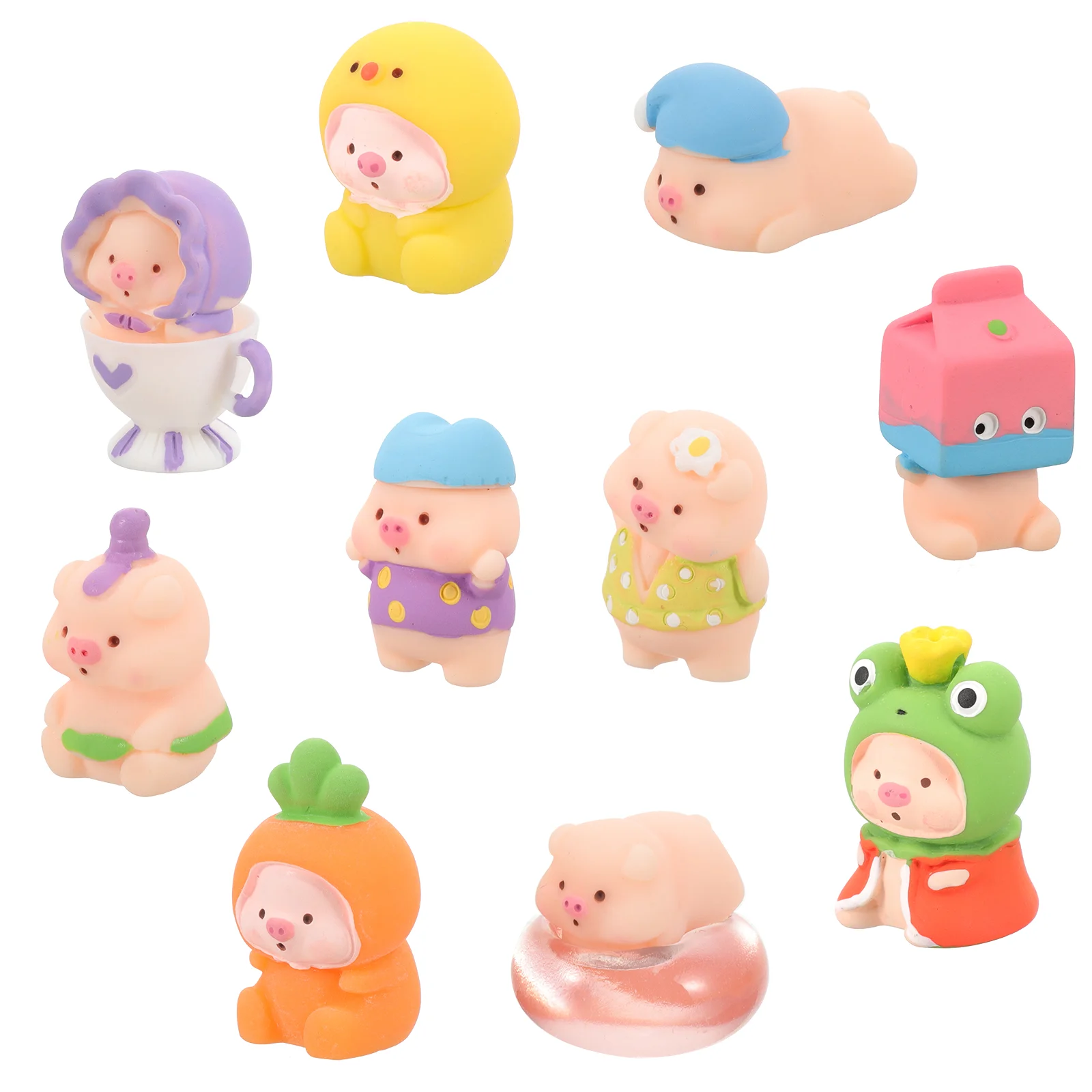 

10pcs Miniature Figurines Car Miniature Statue Decor Micro-landscape Mini Piggy Decorations