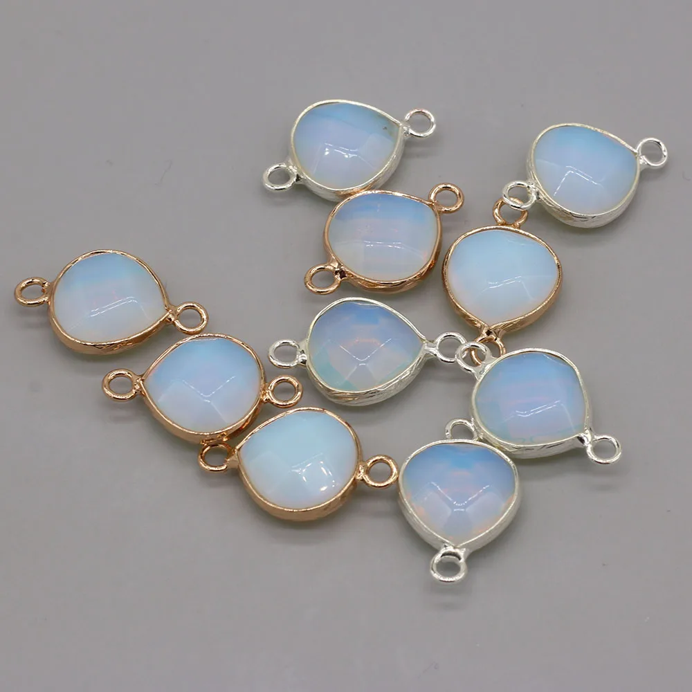 

4pcs Natural Stone Opal Water Drop Double Hole Connector Pendant For Jewelry Making DIY Necklace Earring Accessories Charms Gift