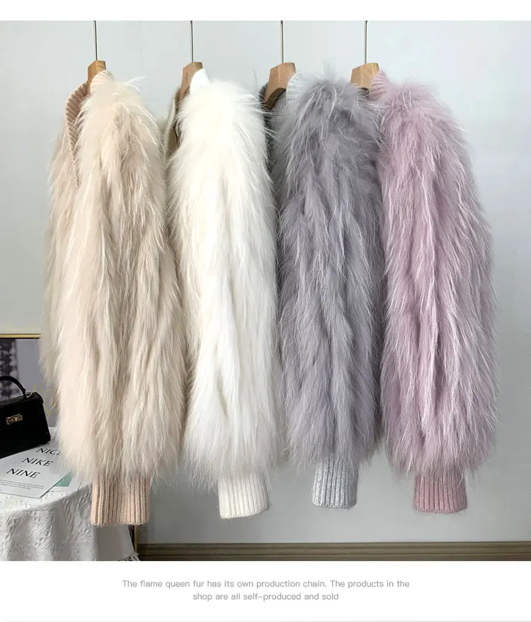 New Autumn And Winter Raccoon Fur Car Strip Fur Women's Short Coat Fox Fur Woven V-neck Cardigan Temperament Style
