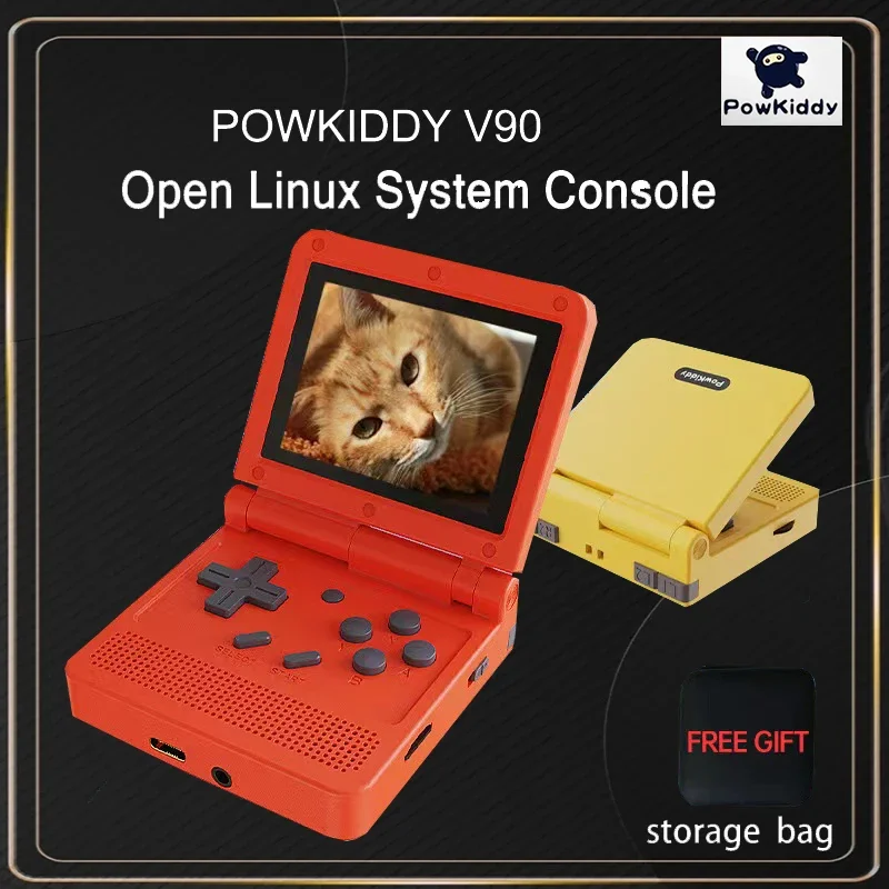 

POWKIDDY V90 Flip Handheld Game Console 3-Inch IPS Screen 3D Retro PS1 Games Handheld Console Open Source System16 Simulators