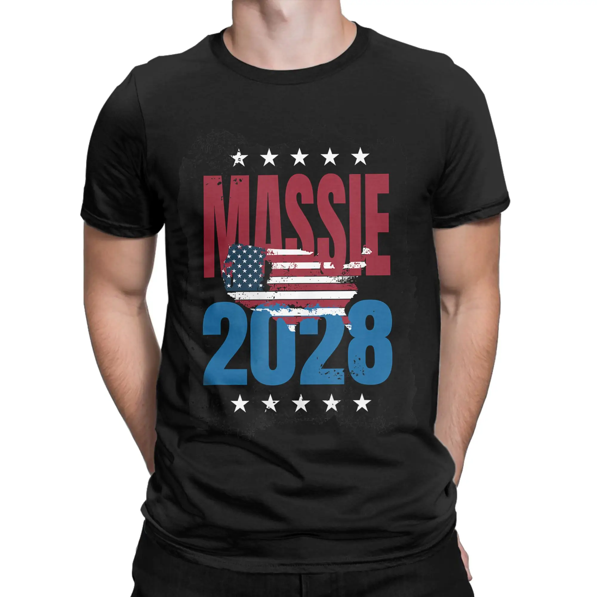 Фото Повседневные футболки Casual Hope Massie 2028 for President Thomas Massie 2028, мужские хлопковые футболки с коротким рукавом, одежда больших размеров №2