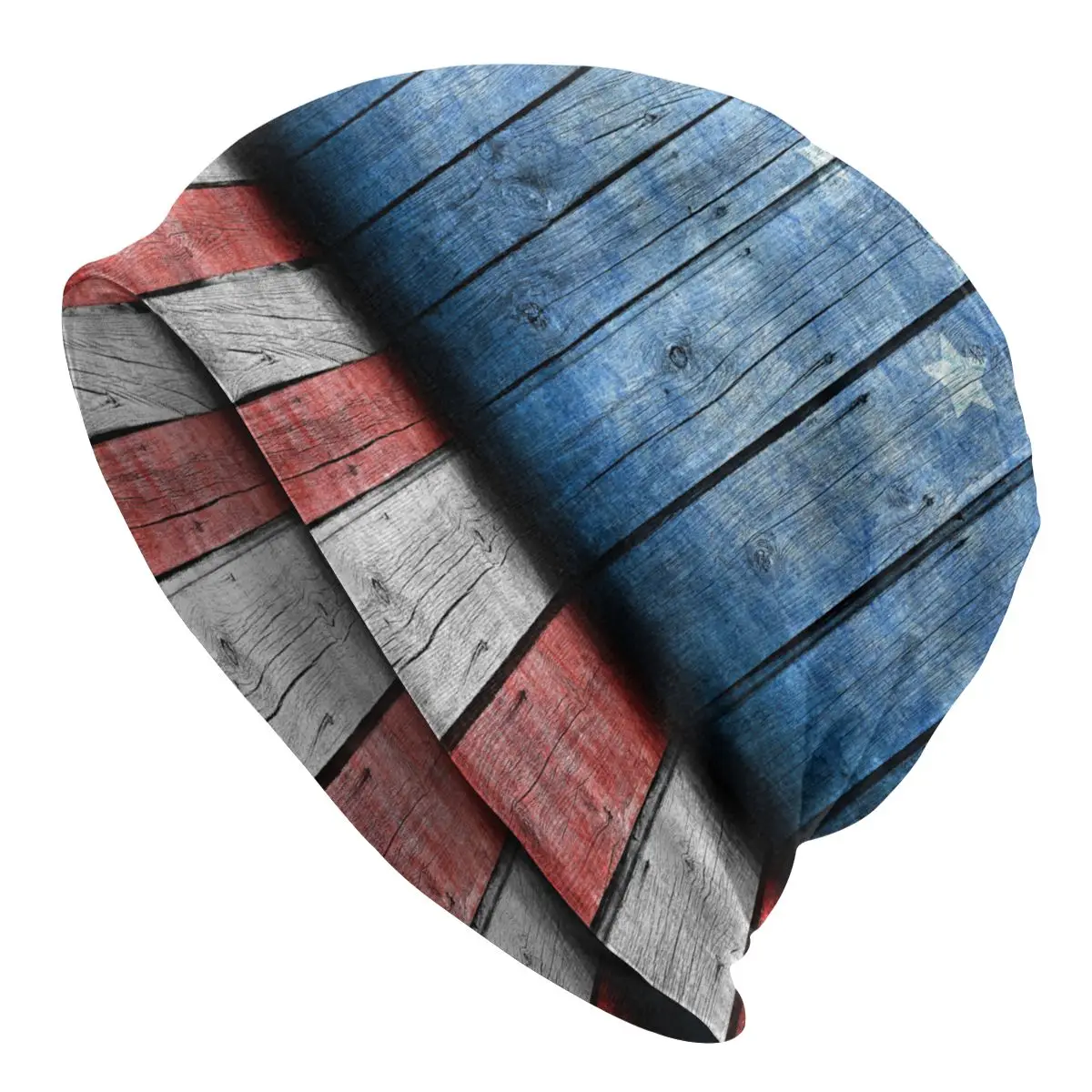 

New Knitted Cap Women Men Cap Spring Winter Elastic USA Flag Wooden Table Beanies Cap Wholesale