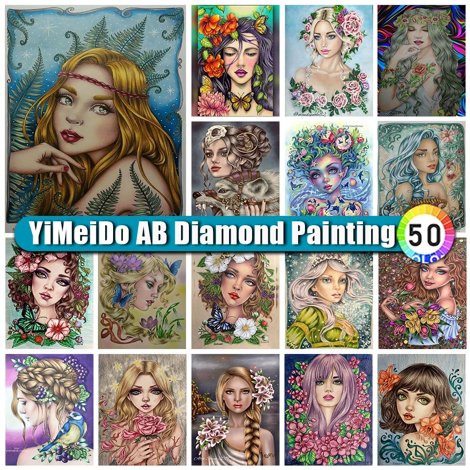 

Алмазная живопись YIMEIDO AB с изображением девушки, новый продукт стразы, Алмазная мозаика, мультяшный Набор для вышивки крестиком, домашний де...