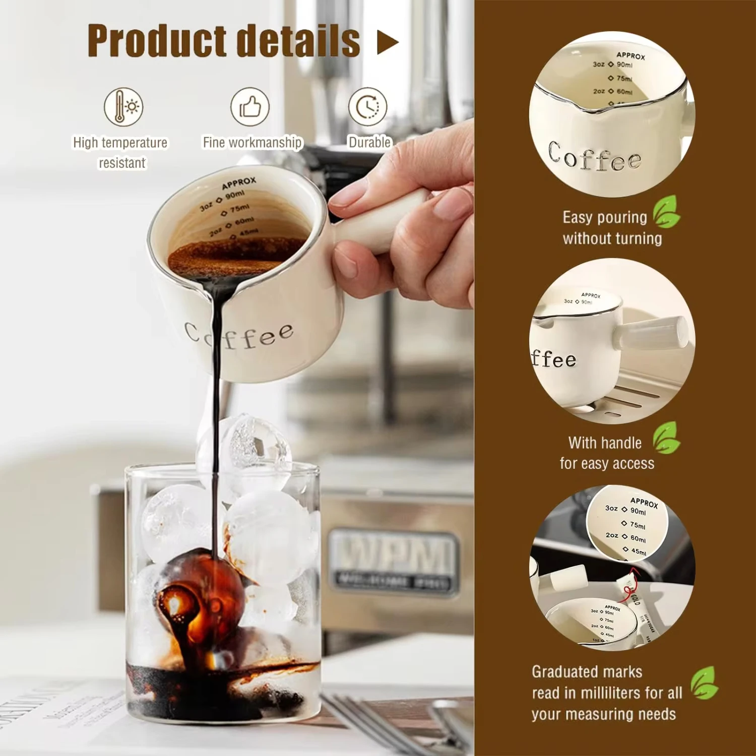 2 шт. керамическая мерная чашка для кофе эспрессо 90 мл чашки с ручкой V-образным
