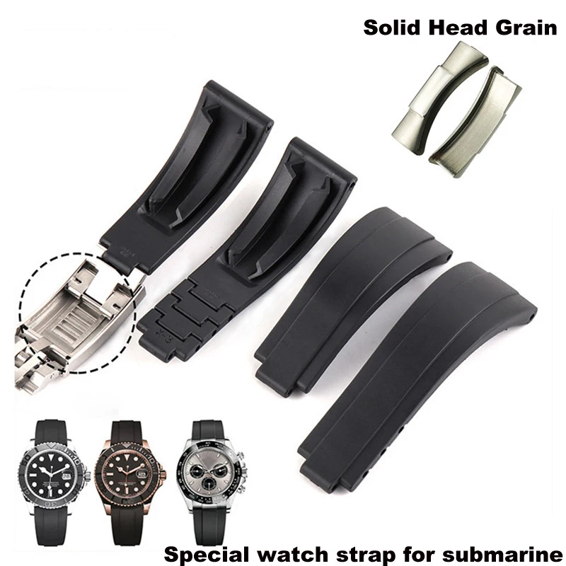 

Steel head grain rubber watch band suitable for Rolex submariner strap SUB GMT ditongna watchband 20mm