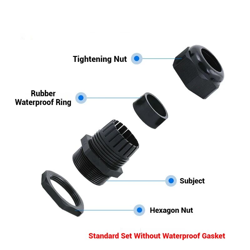 50 Шт. Водонепроницаемые Кабельные Вводы Черные Пластиковые Уплотнения Нейлон IP68