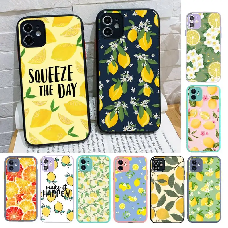 

Fruit lemon Phone Case for iPhone X XR XS 7 8 Plus 11 12 13 pro MAX 13mini Translucent Matte Case