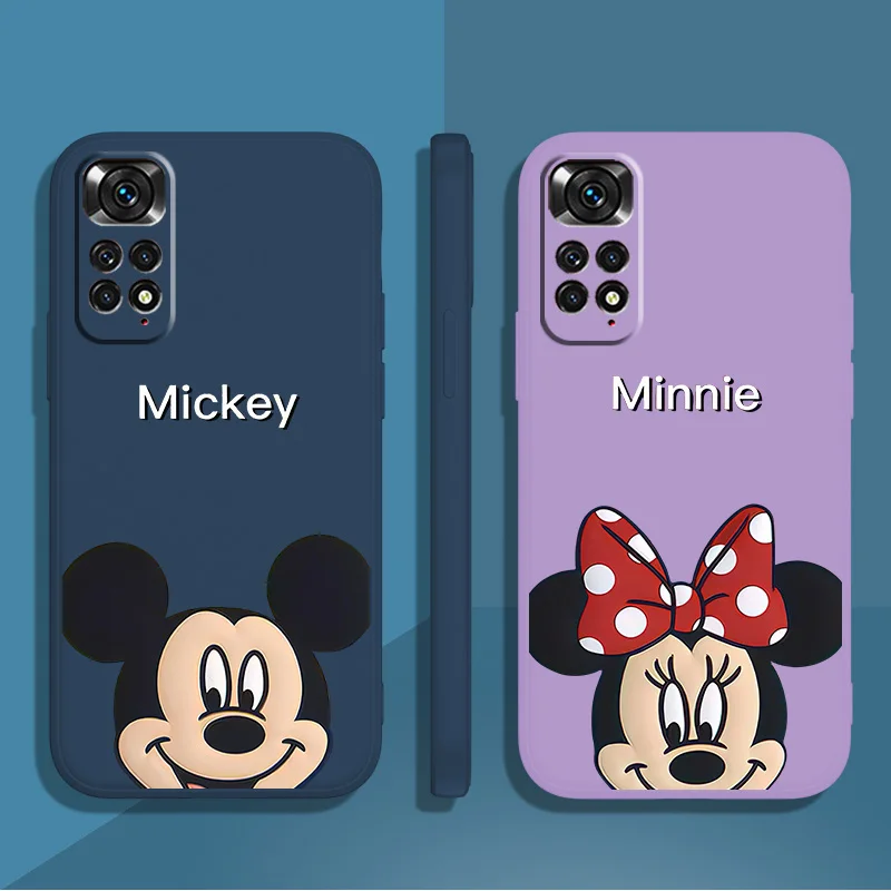 

Mickey Minnie friend Phone Case For Xiaomi Redmi Note 11 11S 10 10S 9 9S 9T 8 8T 7 5 Pro Plus Liquid Rope Candy Cover Coque Capa