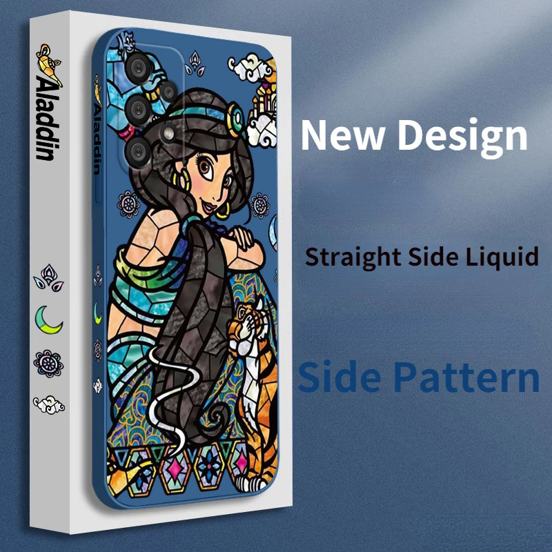 

Aladdin Disney Princess Phone Case For Samsung A73 A53 A33 A52 A32 A71 A51 A21S A03S A50 A30 5G Liquid Left Rope Funda