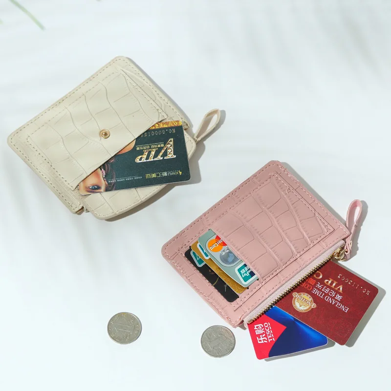 

New Women's card bag wallet change purse zipper card holder purse female INS Candy Color Alligator design small fresh